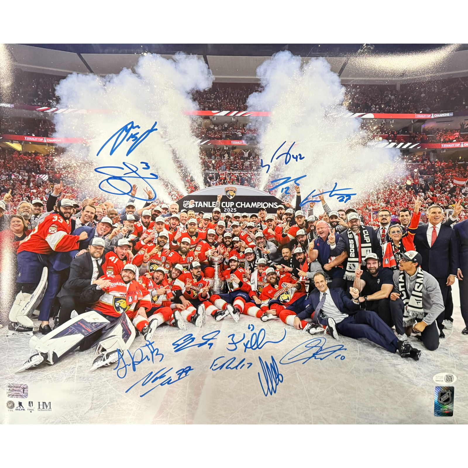Florida Panthers 2025 Stanley Cup Champions Team Autographed 16x20 Photo - 12 Signatures - JSA