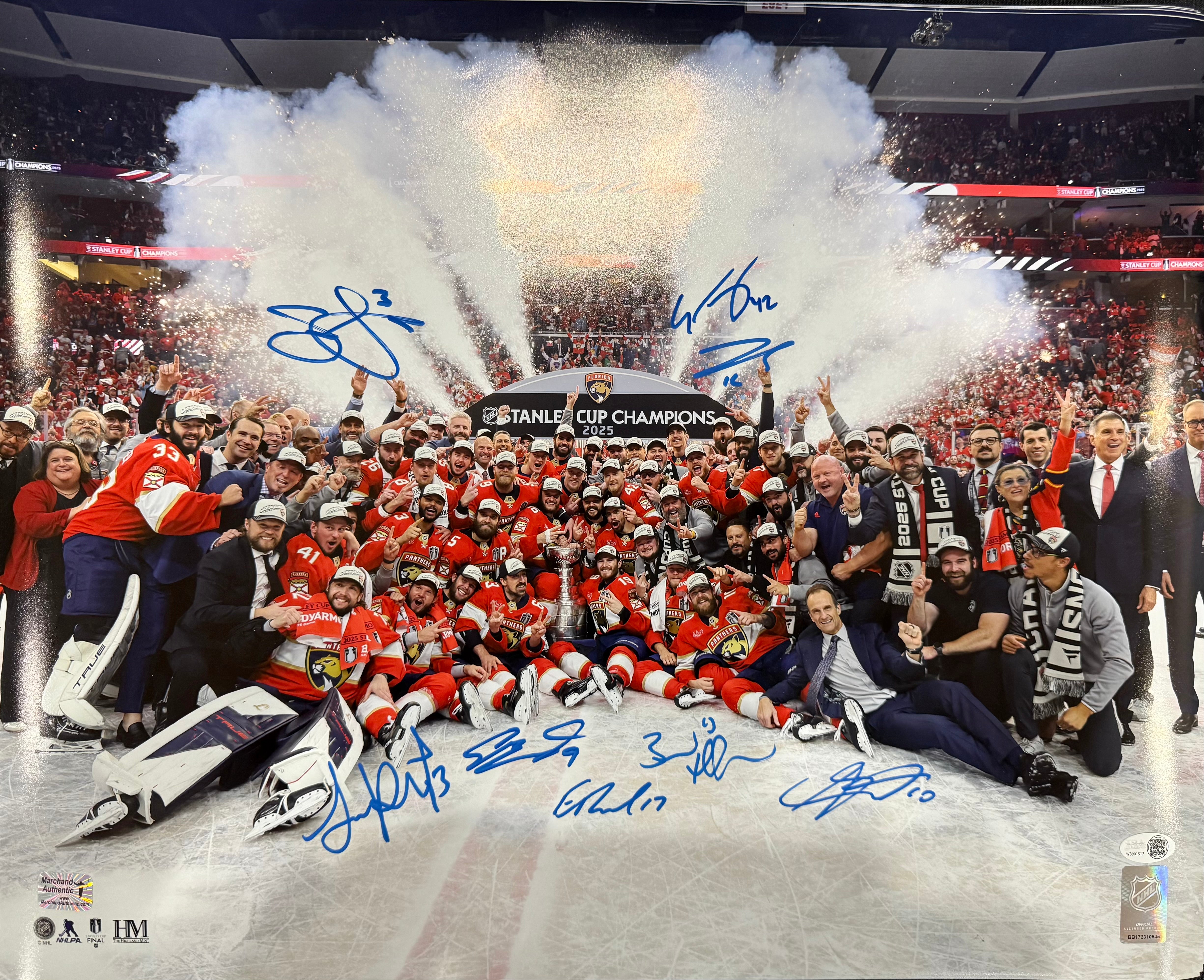 Florida Panthers 2025 Stanley Cup Champions Team Autographed 16x20 Photo JSA