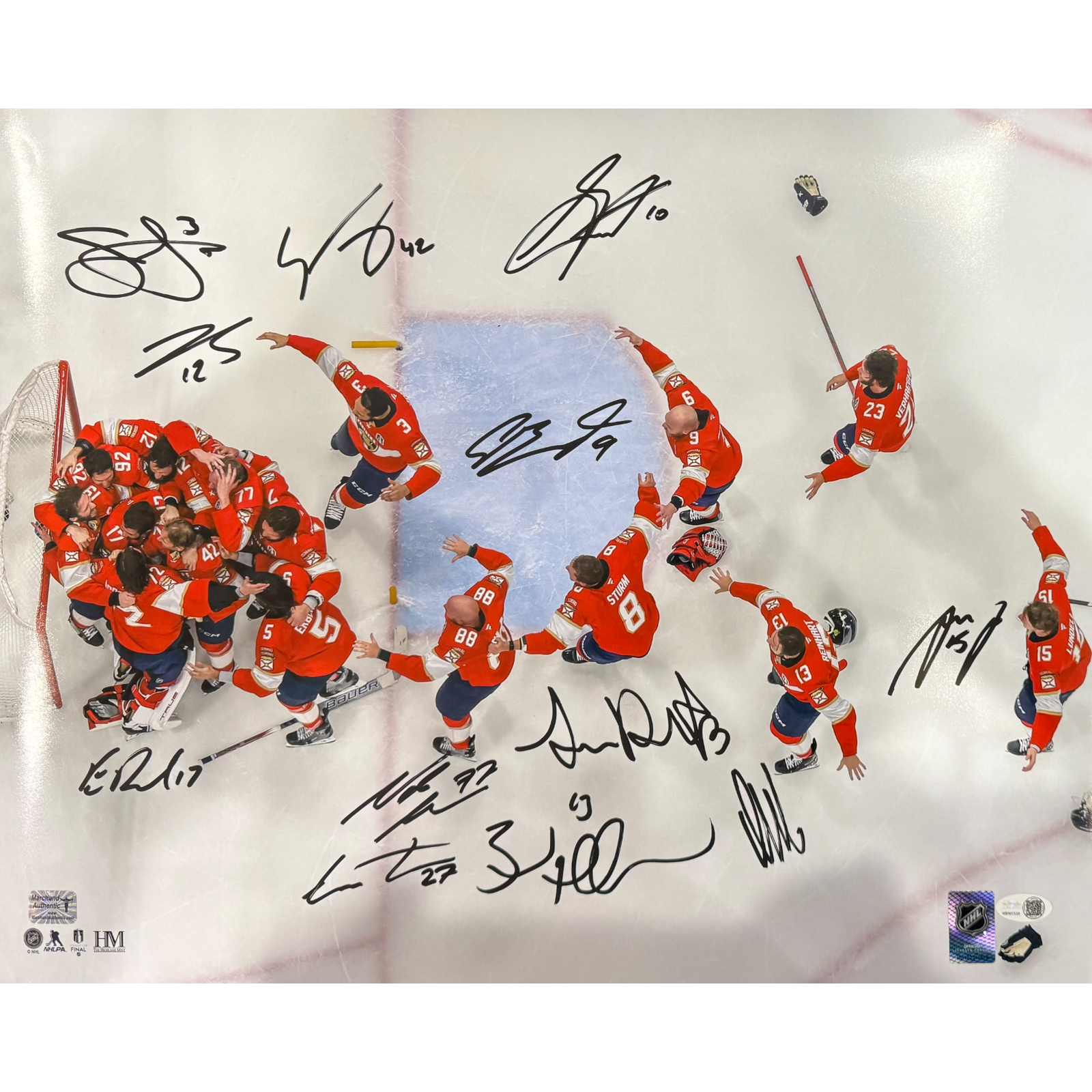 Florida Panthers 2025 Stanley Cup Champions Team Celebration Autographed 16x20 Photo - 12 Signatures - JSA