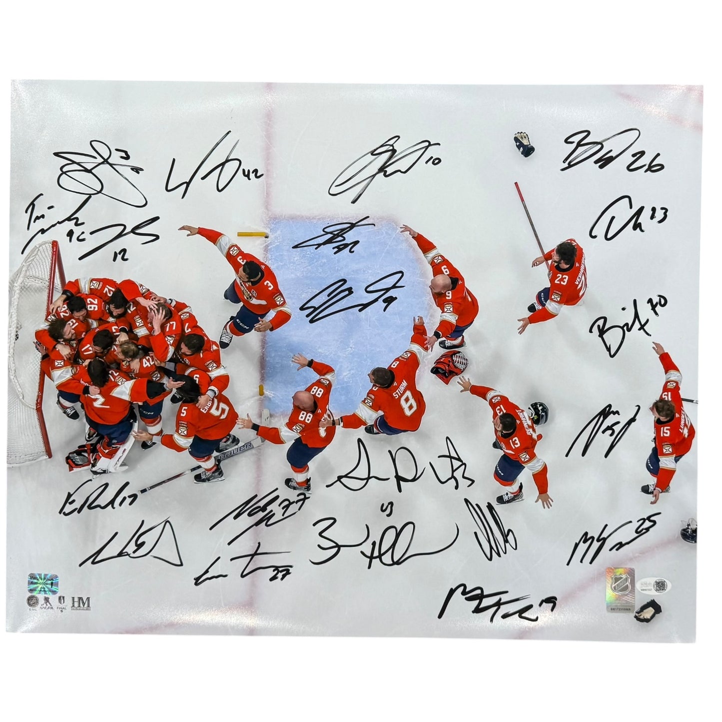 Florida Panthers 2025 Stanley Cup Champions Team Celebration Autographed 16x20 Photo - 20 Signatures - JSA