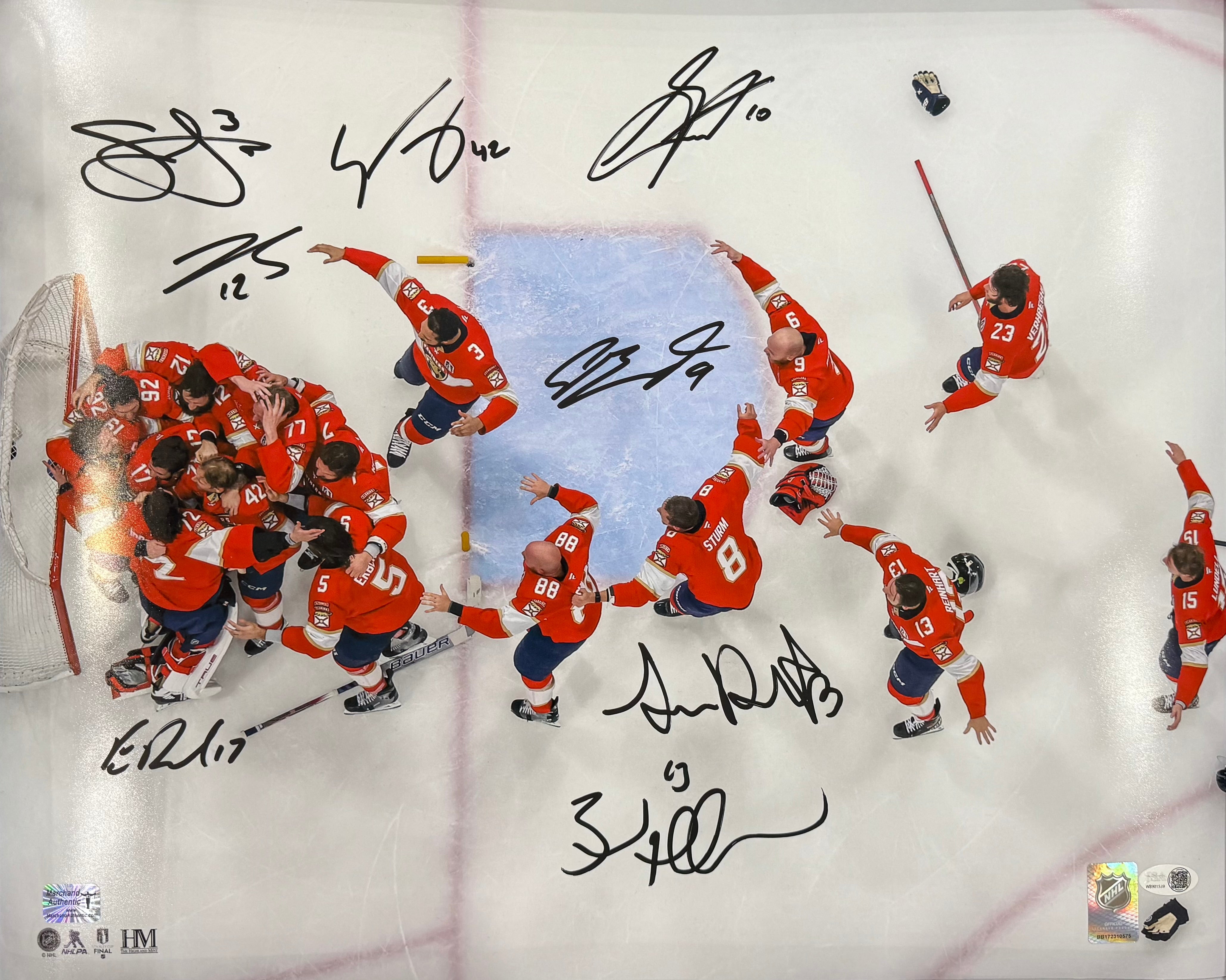 Florida Panthers 2025 Stanley Cup Champions Team Celebration Autographed 16x20 Photo JSA