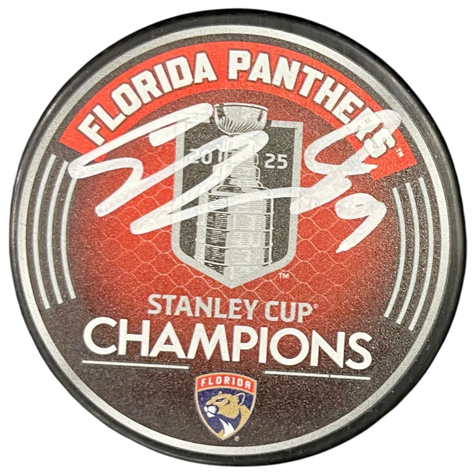 Sam Bennett Autographed Florida Panthers 2025 Stanley Cup Champs Logo Hockey Puck - JSA