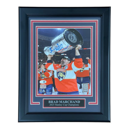 Brad Marchand Autographed Florida Panthers (Stanley Cup Trophy) Deluxe Framed 8x10 Photo - JSA