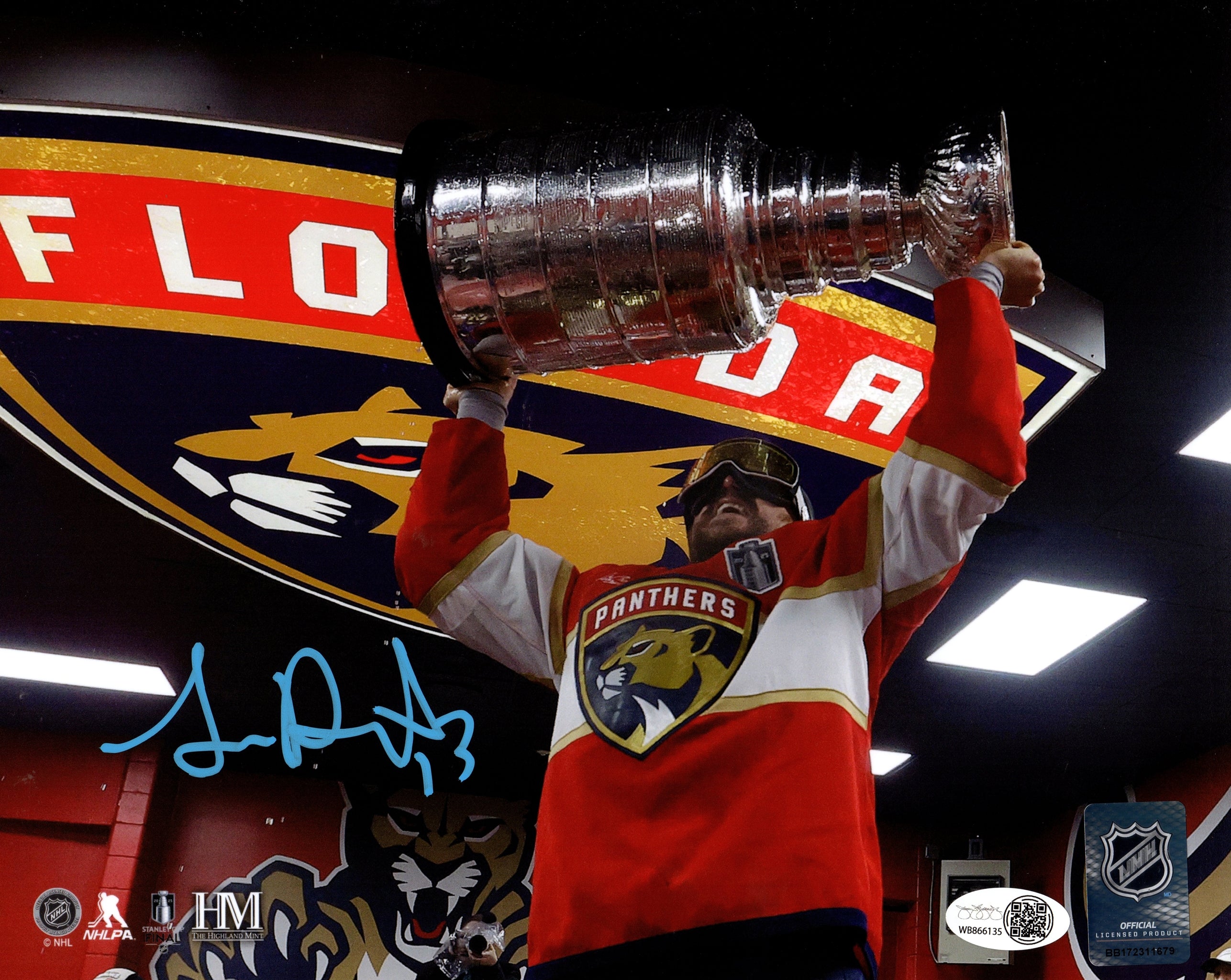 Sam Reinhart Autographed Florida Panthers (Locker Room Celebration) 8x10 Photo - JSA