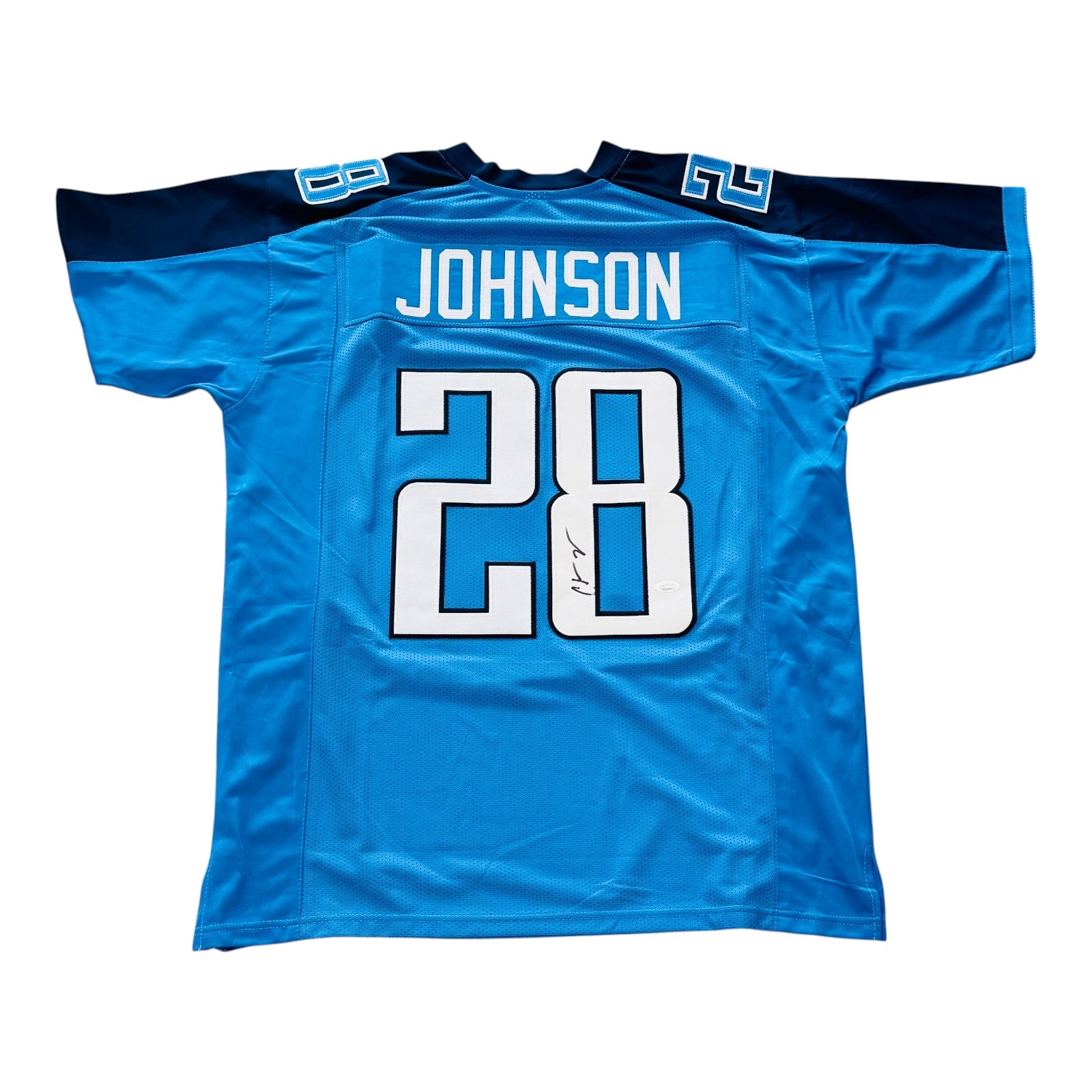 Chris Johnson Autographed Tennessee (Navy Blue #28) Custom Jersey - JSA