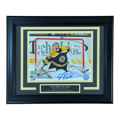 Tuukka Rask Autographed Boston Bruins (Action) Deluxe Framed 8x10 Photo - YSMS