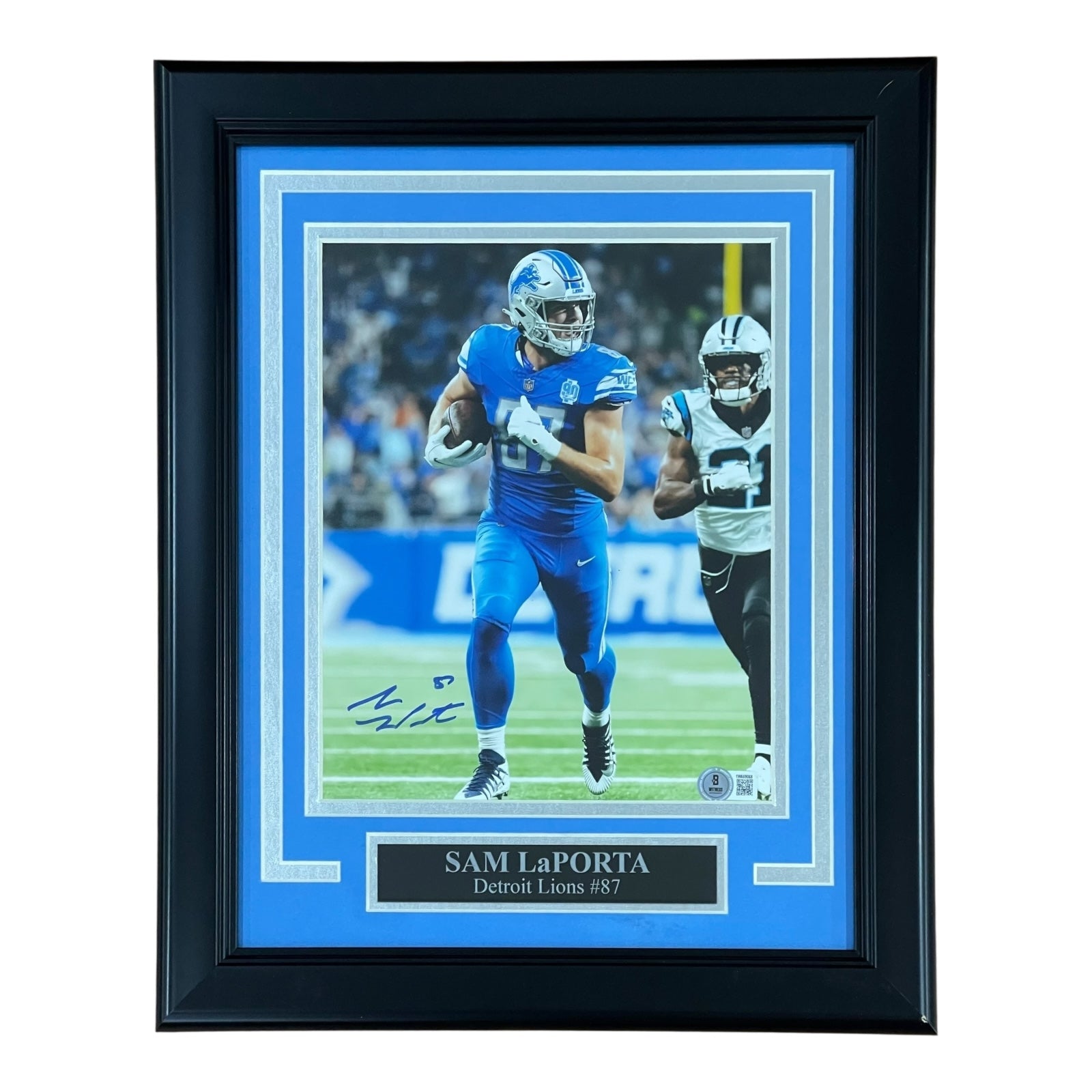 Sam Laporta Autographed Detroit Lions Deluxe Framed 8x10 Photo - Beckett
