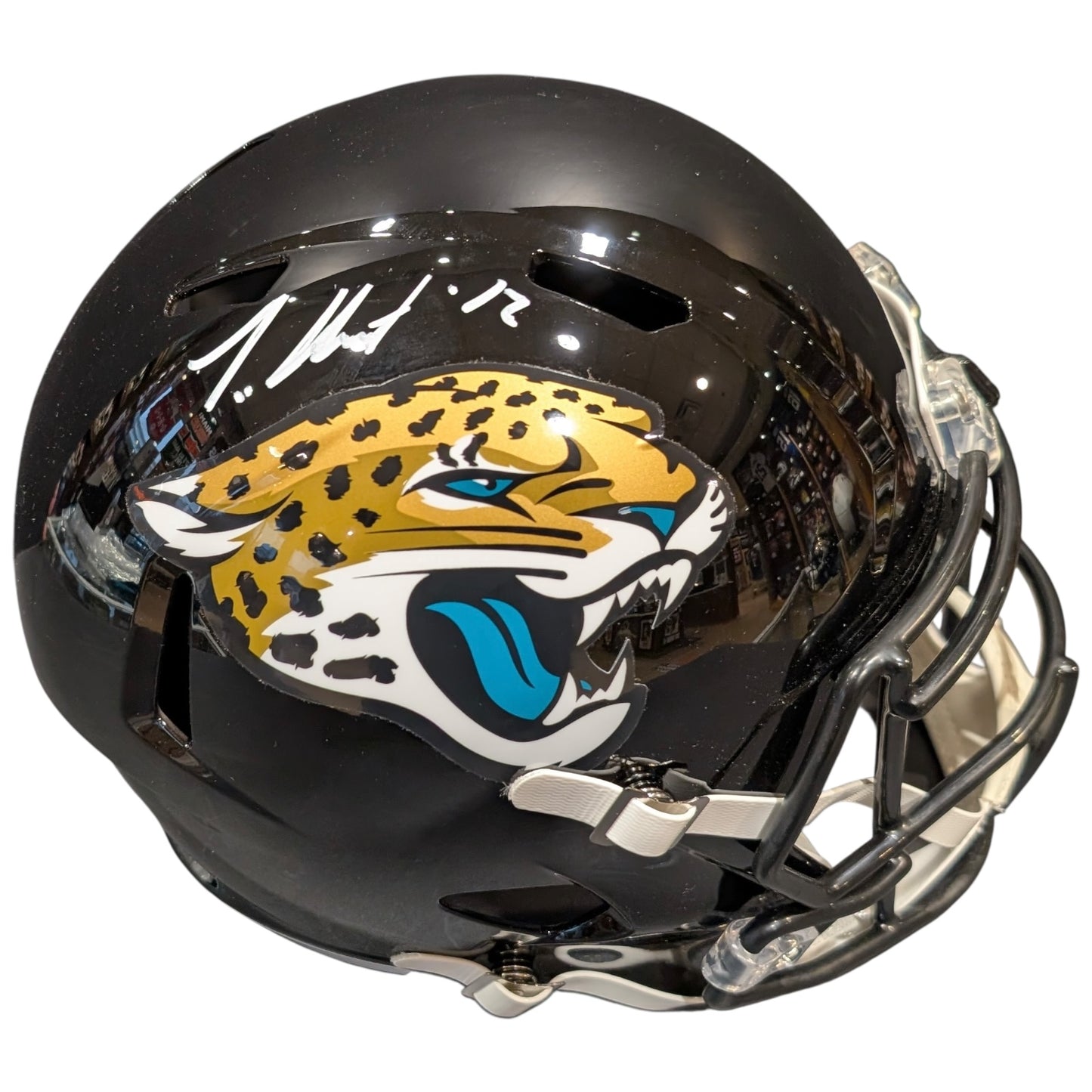 Travis Hunter Autographed Jacksonville Jaguars Speed Replica Full Size Helmet - Beckett