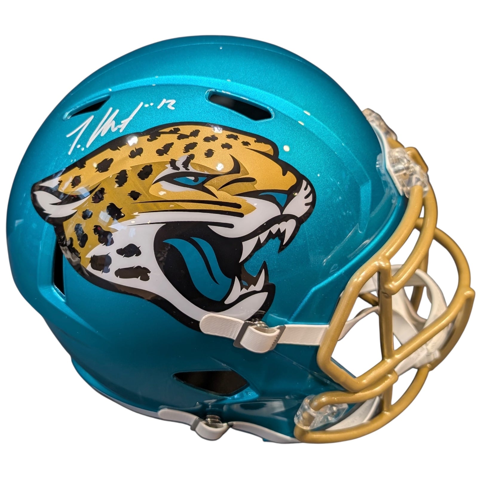 Travis Hunter Autographed Jacksonville Jaguars FLASH Replica Full Size Helmet - Beckett
