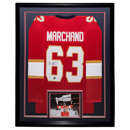 Brad Marchand Autographed Florida (Red #63) Deluxe Framed Custom Stitched Jersey - JSA