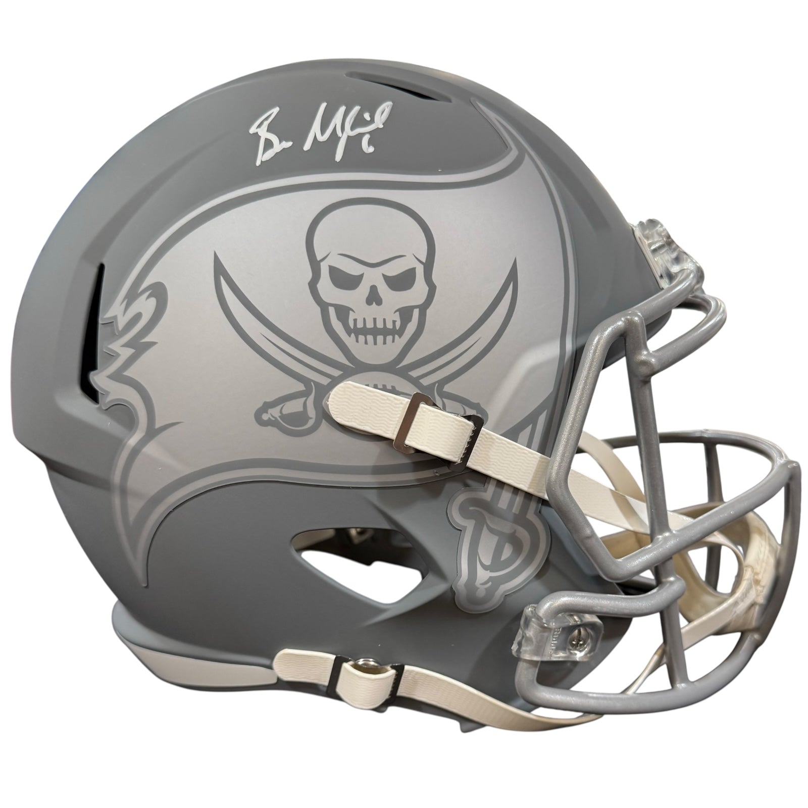 Baker Mayfield Autographed Tampa Bay Buccaneers (SLATE) Deluxe Full-Size Replica Helmet - Beckett