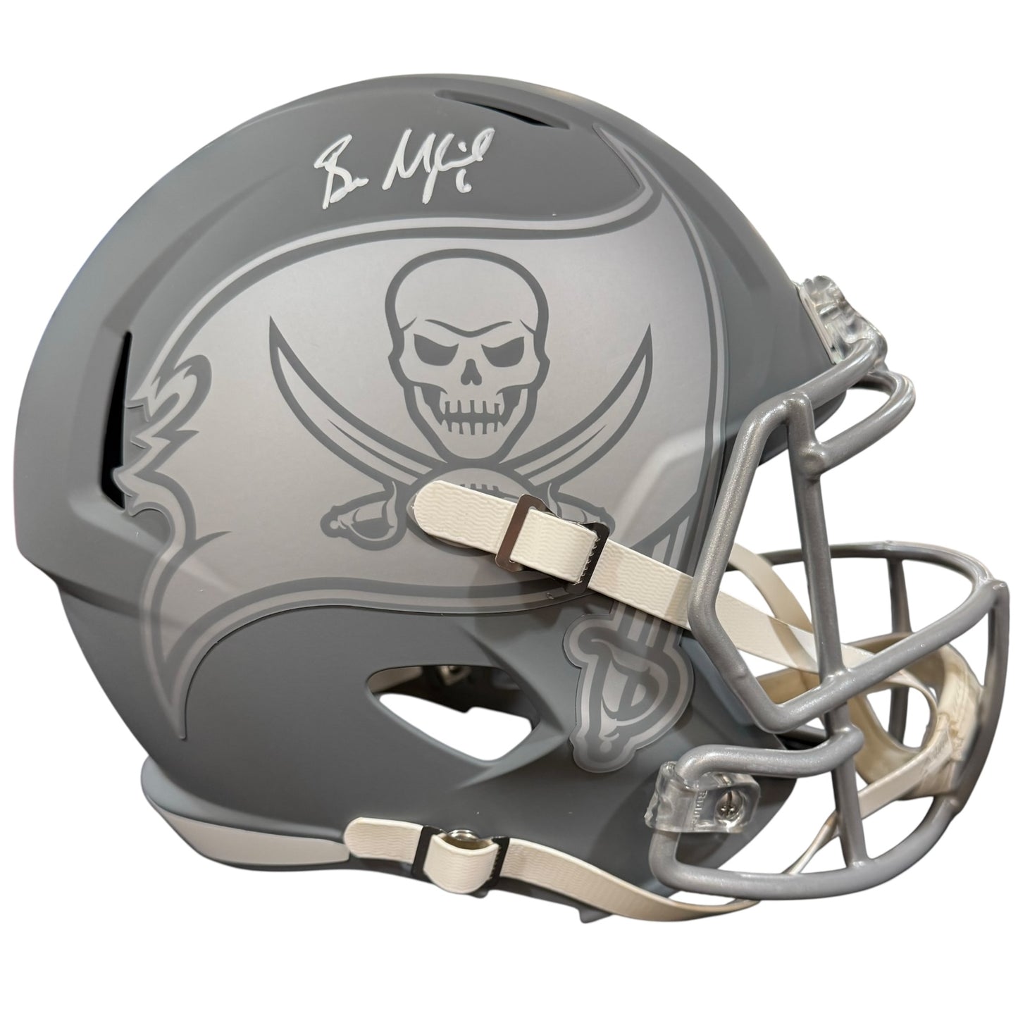 Baker Mayfield Autographed Tampa Bay Buccaneers (SLATE) Deluxe Full-Size Replica Helmet - Beckett