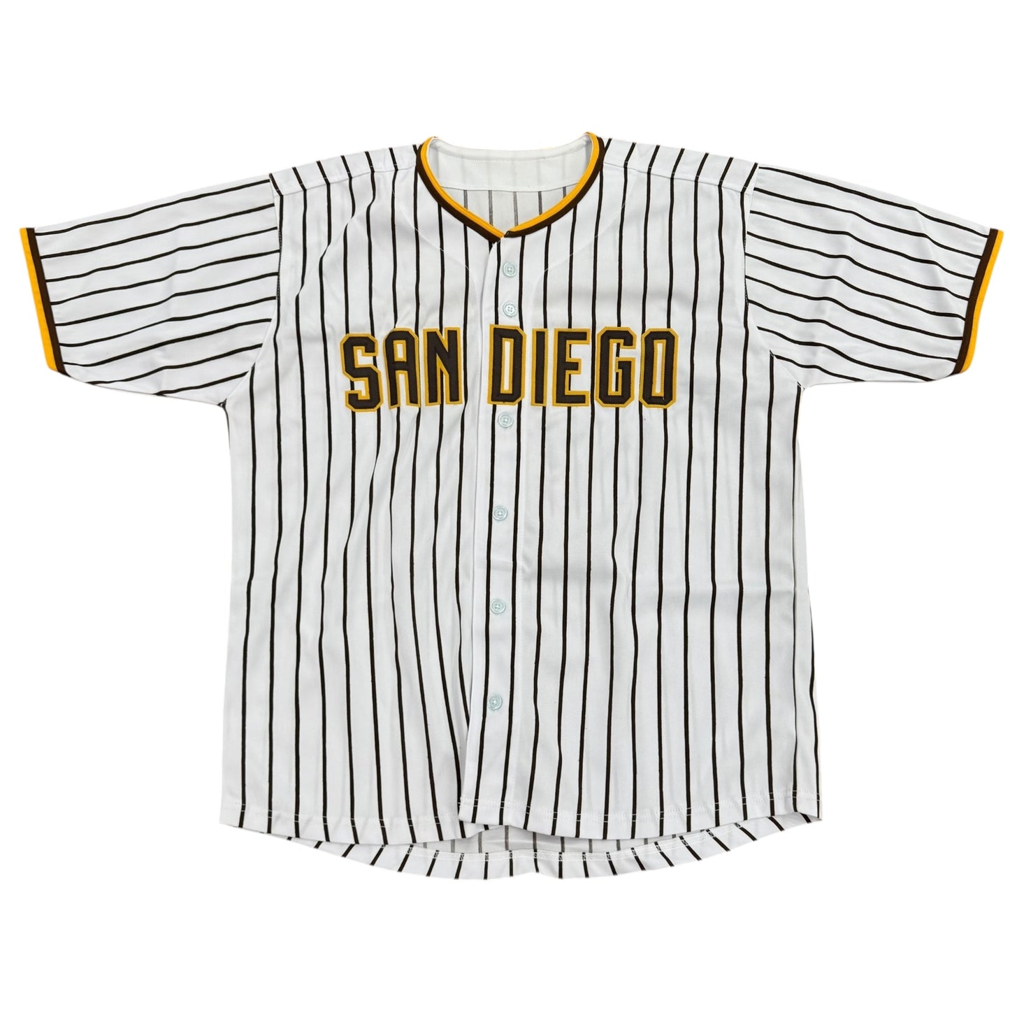 Jackson Merrill Autographed San Diego (White Pinstripe #3) Custom Jersey - Beckett