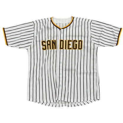 Jackson Merrill Autographed San Diego (White Pinstripe #3) Custom Jersey - Beckett