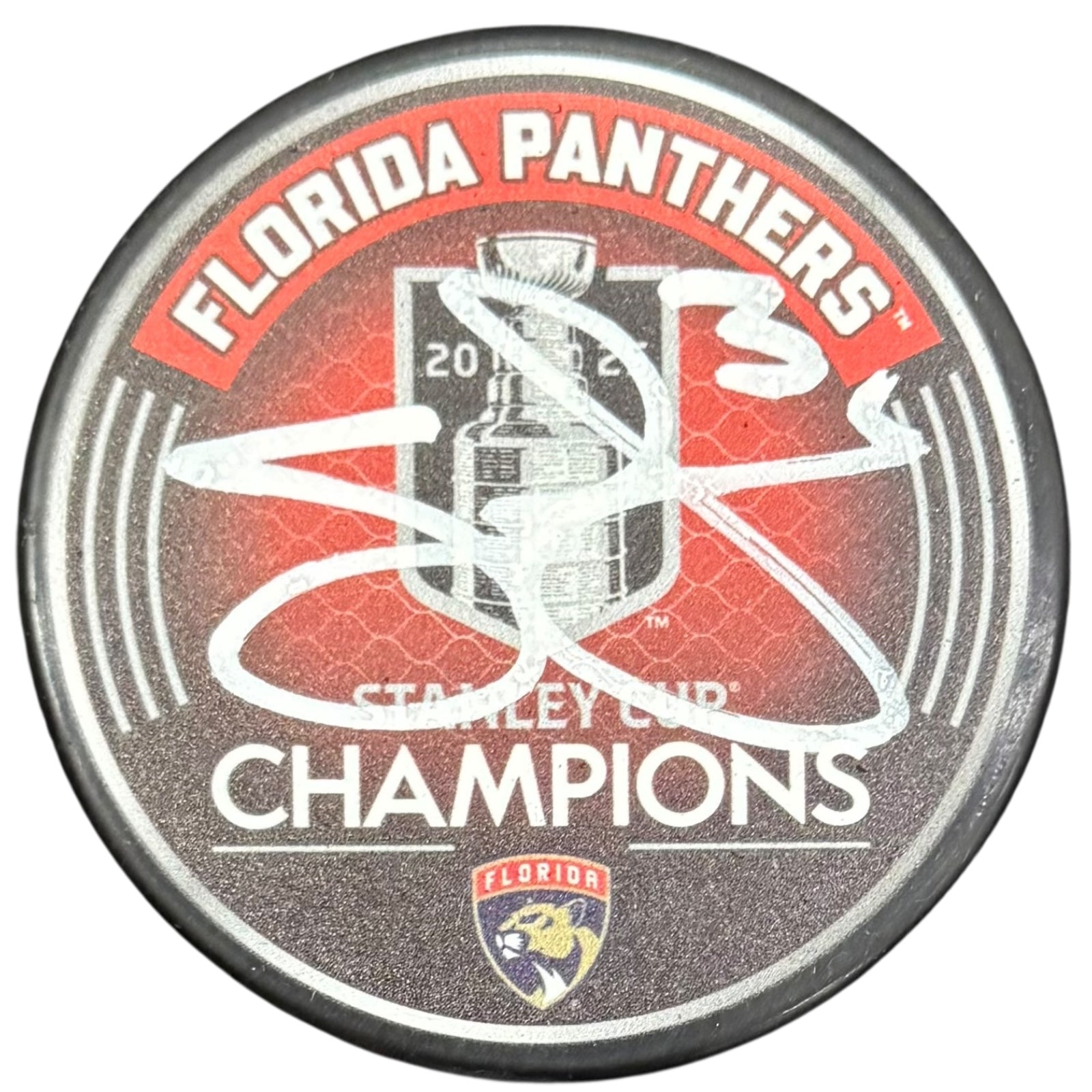 Seth Jones Autographed Florida Panthers (2025 Stanley Cup Champs Logo) Hockey Puck - JSA