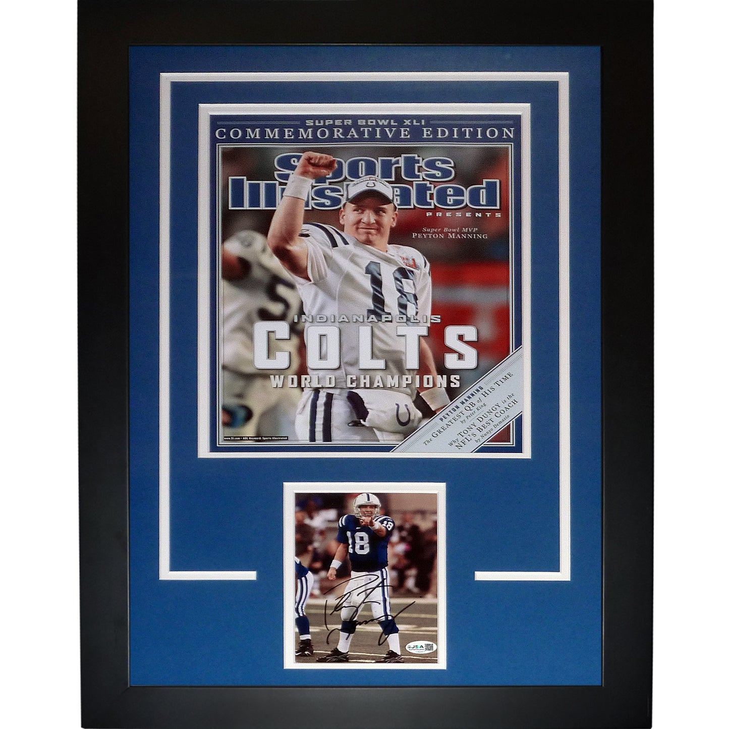 Peyton Manning Autographed Indianapolis Colts (SI 11x14 Cover) Deluxe Framed with Autograph - JSA
