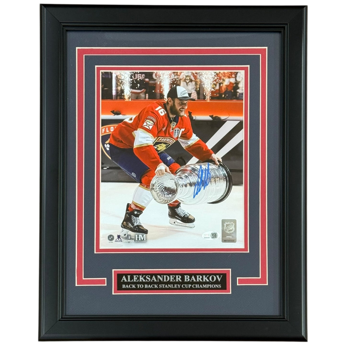 Aleksander Barkov Autographed Florida Panthers (2025 Stanley Cup Trophy) Deluxe Framed 8x10 Photo - JSA