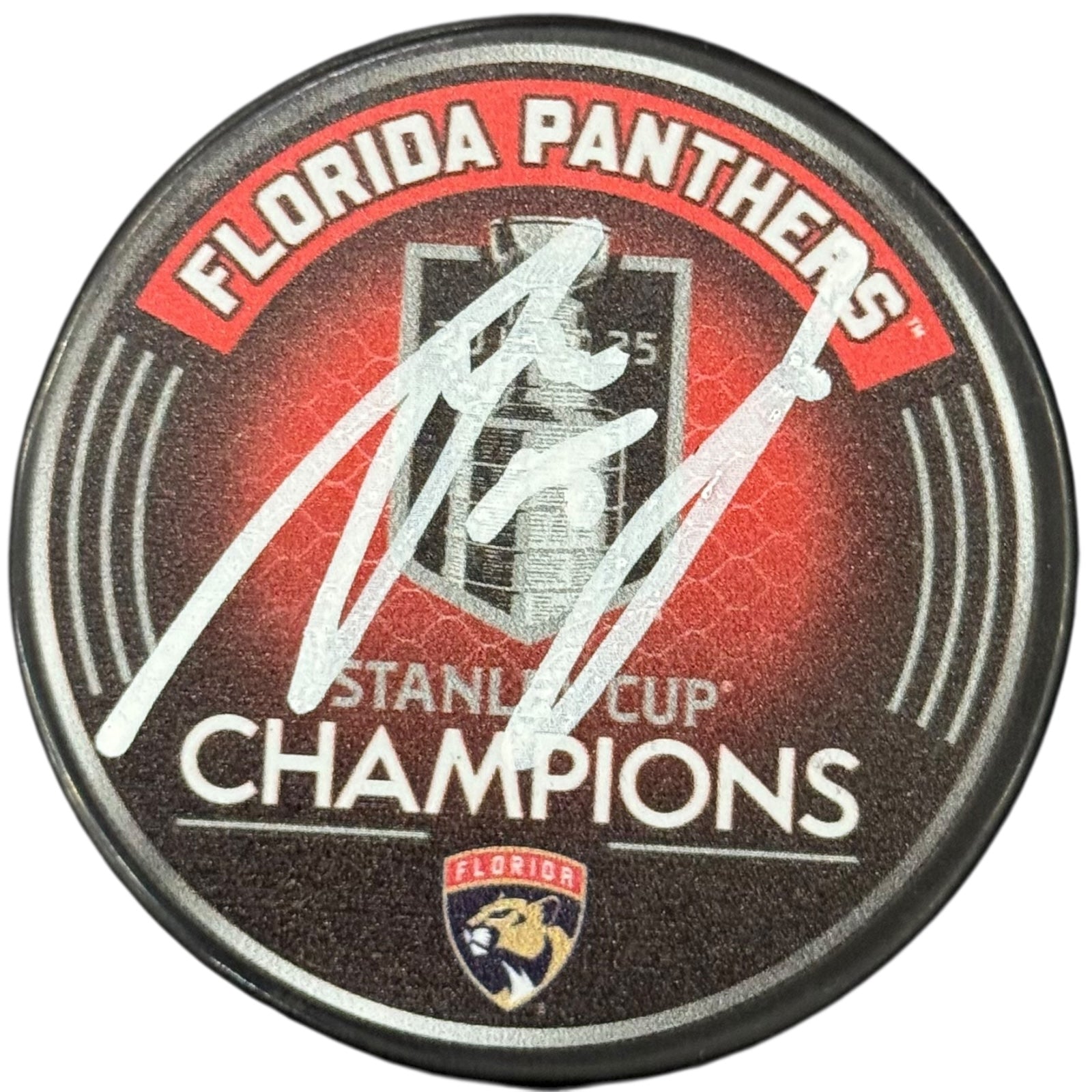 Anton Lundell Autographed Florida Panthers (2025 Stanley Cup Champs) Hockey Puck - JSA