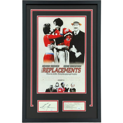 Keanu Reeves And Gene Hackman Autographed The Replacements 11x14 Movie Poster Deluxe Framed Piece - JSA