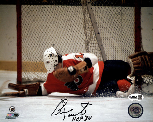 Bernie Parent Autographed Philadelphia Flyers 8x10 Photo w/ "HOF 84" - JSA