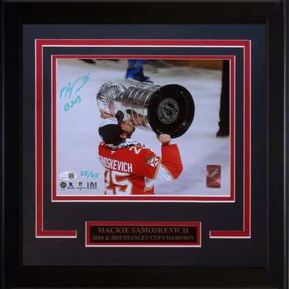 Mackie Samoskevich Autographed Florida Panthers (2025 Stanley Cup Trophy) Deluxe Framed 8x10 Photo w/ "B2B" - JSA