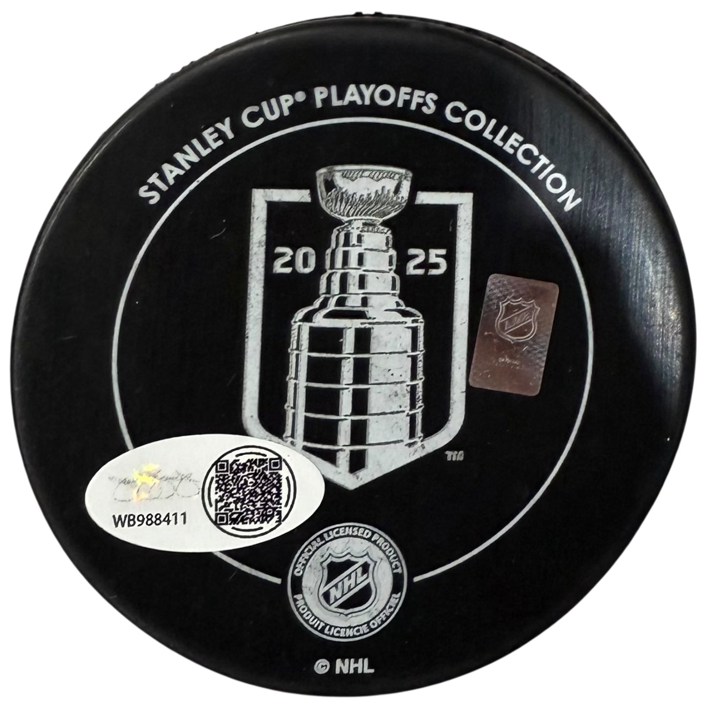 Mackie Samoskevich Autographed Florida Panthers (2025 Stanley Cup Champs) Hockey Puck - JSA