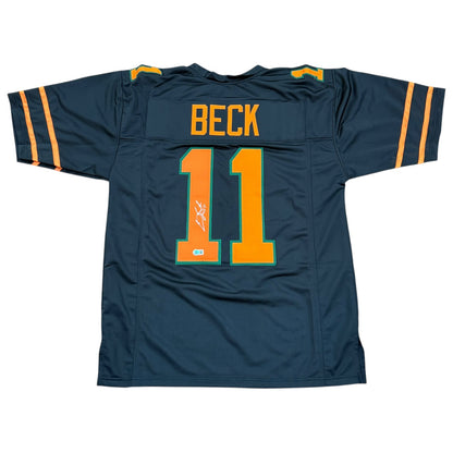 Carson Beck Autographed Miami (Black #11) Custom Jersey - JSA