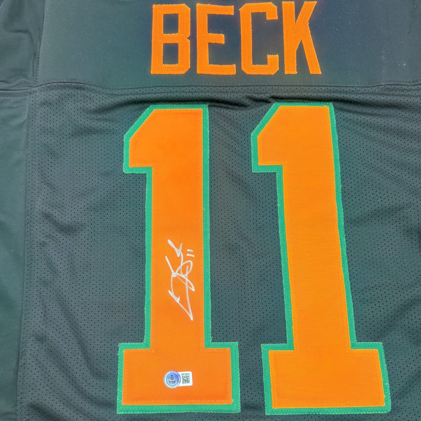 Carson Beck Autographed Miami (Black #11) Custom Jersey - JSA