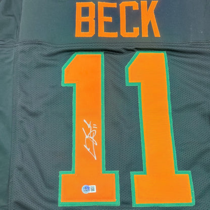 Carson Beck Autographed Miami (Black #11) Custom Jersey - JSA