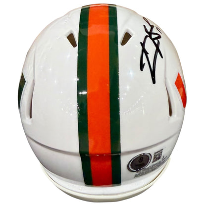 Carson Beck Autographed Miami Hurricanes (Speed) Mini Helmet - Beckett