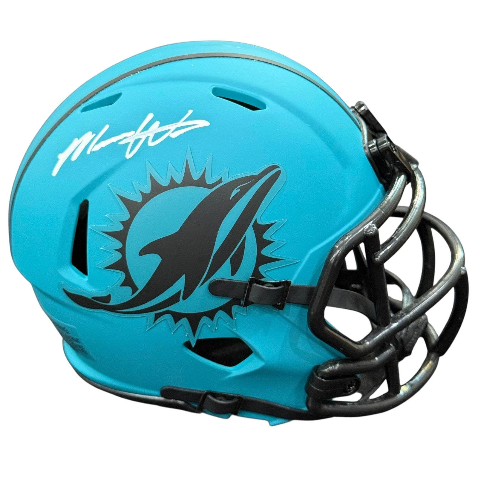 Malik Washington Autographed Miami Dolphins (RAVE Alternate White Signature) Mini Helmet - JSA