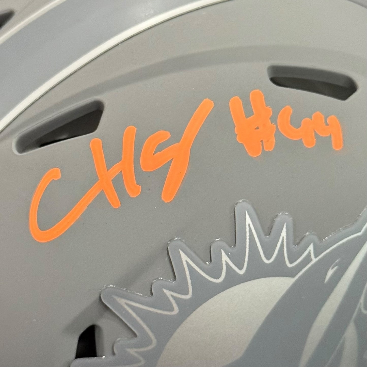 Chop Robinson Autographed Miami Dolphins (SLATE Alternate) Mini Helmet - Fanatics