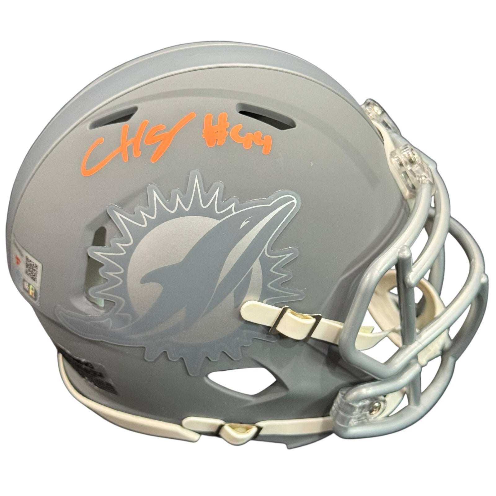 Chop Robinson Autographed Miami Dolphins (SLATE Alternate) Mini Helmet - Fanatics