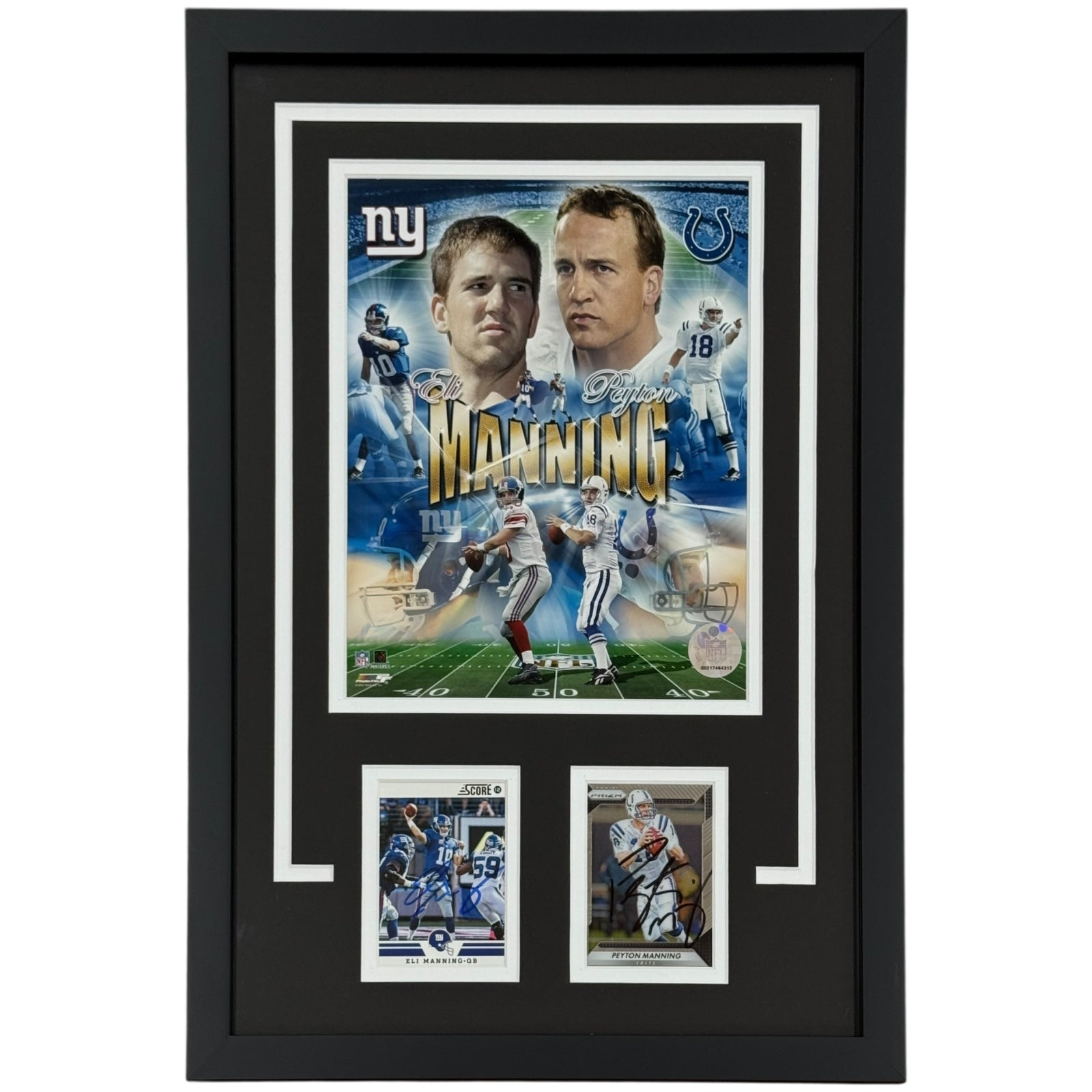 Peyton Manning And Eli Manning Autographed Football Cards 8x10 Collage Signature Series Frame - JSA