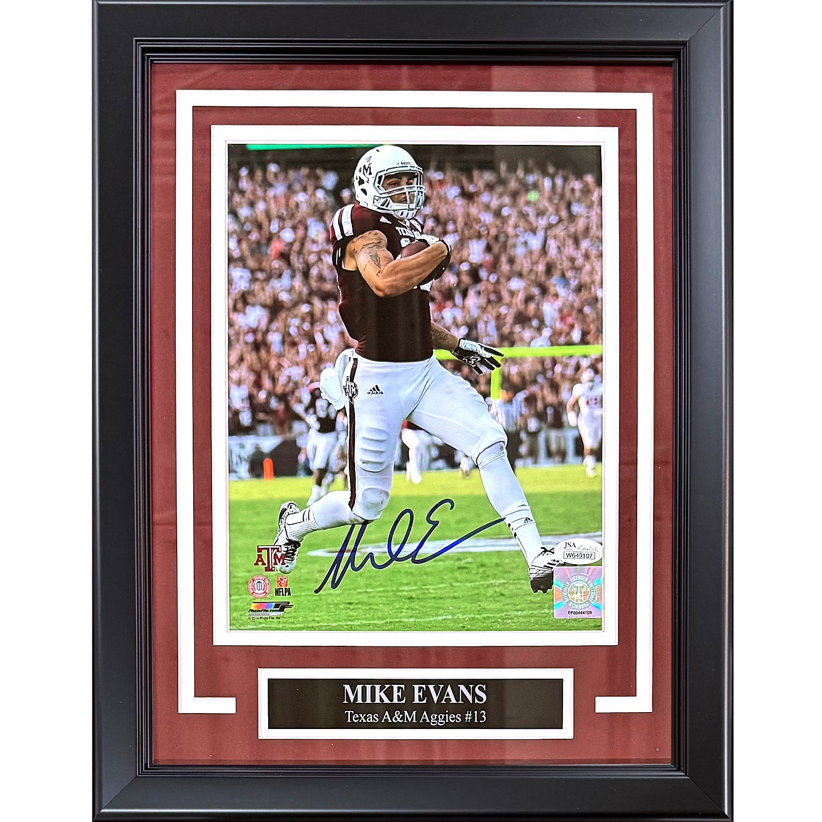Mike Evans Autographed Texas AM Aggies (Maroon Jersey) Deluxe Framed 8x10 Photo - JSA