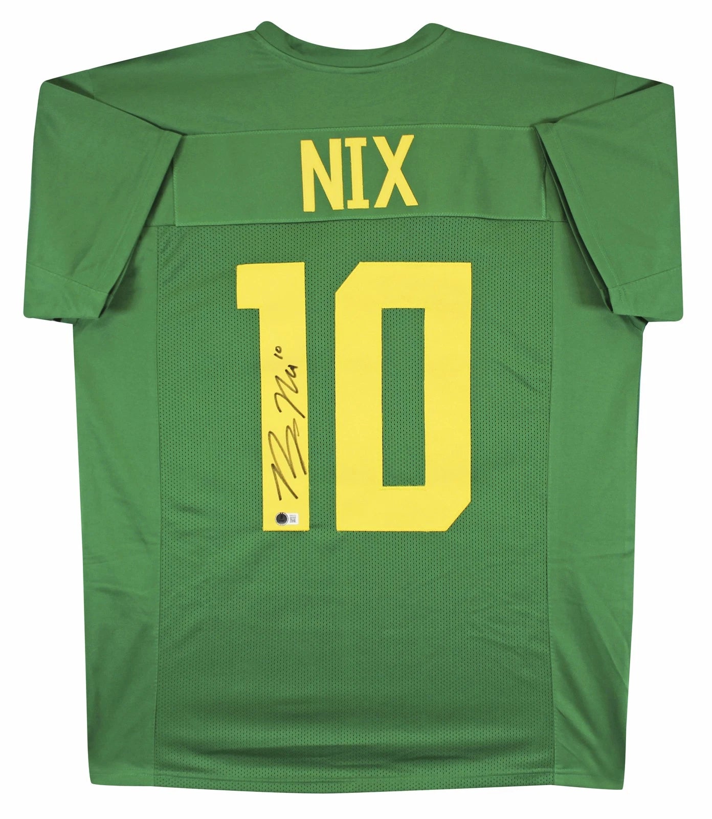 Bo Nix Autographed Oregon Ducks (Throwback Green #10) Custom Jersey - Beckett