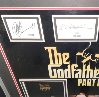 The Godfather Part II Full-Size Movie Poster Deluxe Framed with 6 Cast Autographs - JSA