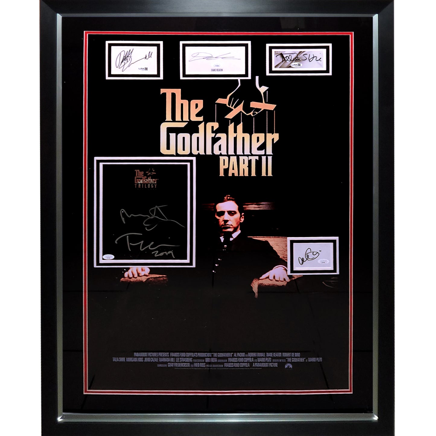 The Godfather Part II Full-Size Movie Poster Deluxe Framed with 6 Cast Autographs - JSA