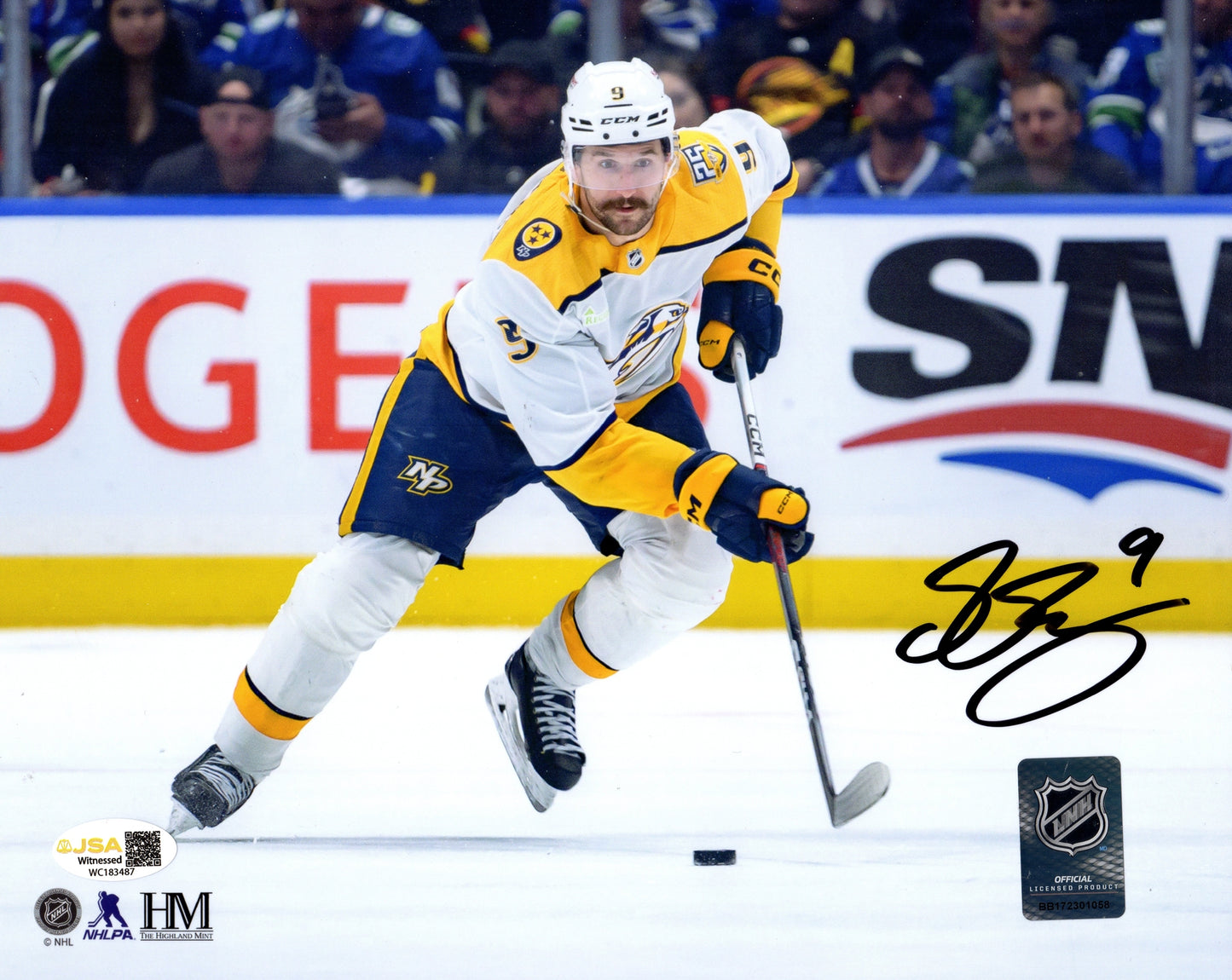Filip Forsberg Autographed Nashville Predators (White Jersey Horiz) 8x10 Photo - JSA