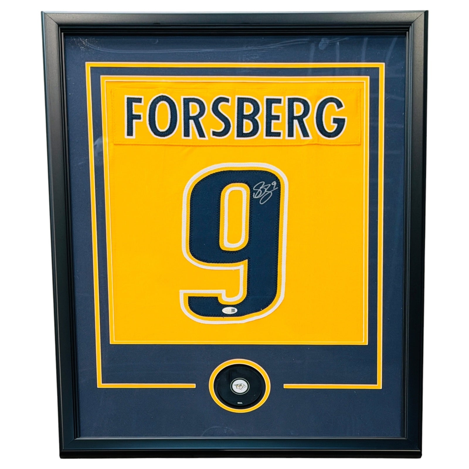 Filip Forsberg Autographed Nashville Predators (Gold #9) Jersey Display Frame - JSA