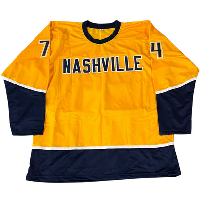 Juuse Saros Autographed Nashville (Gold #74) Custom Hockey Jersey - JSA