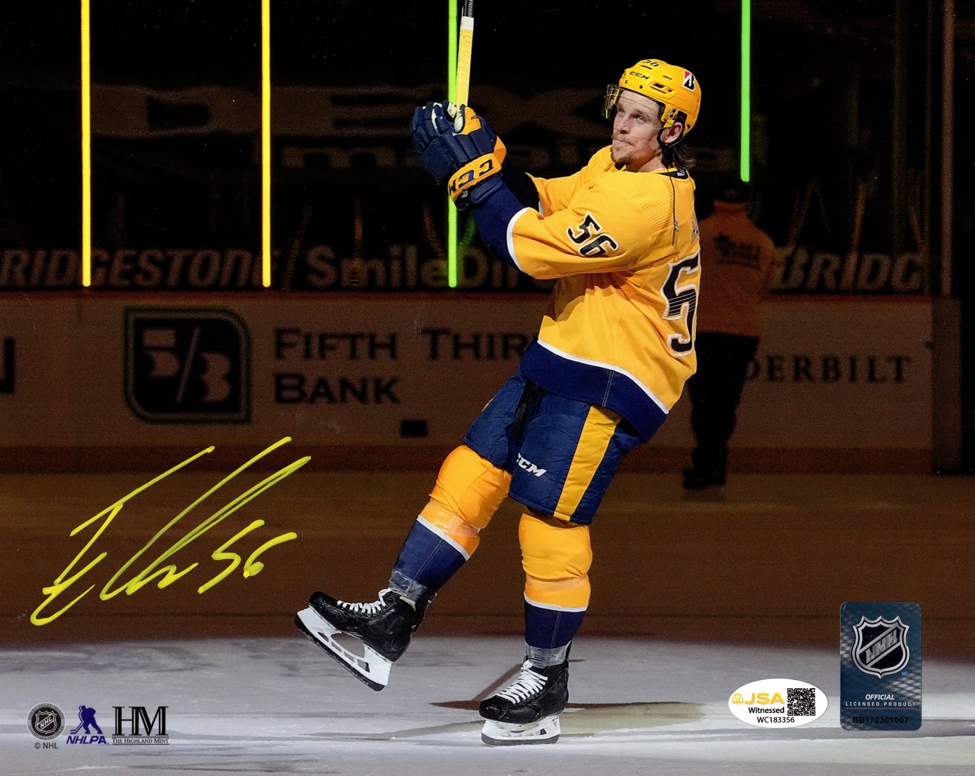 Erik Haula Autographed Nashville Predators (Gold Jersey) 8x10 Photo - JSA