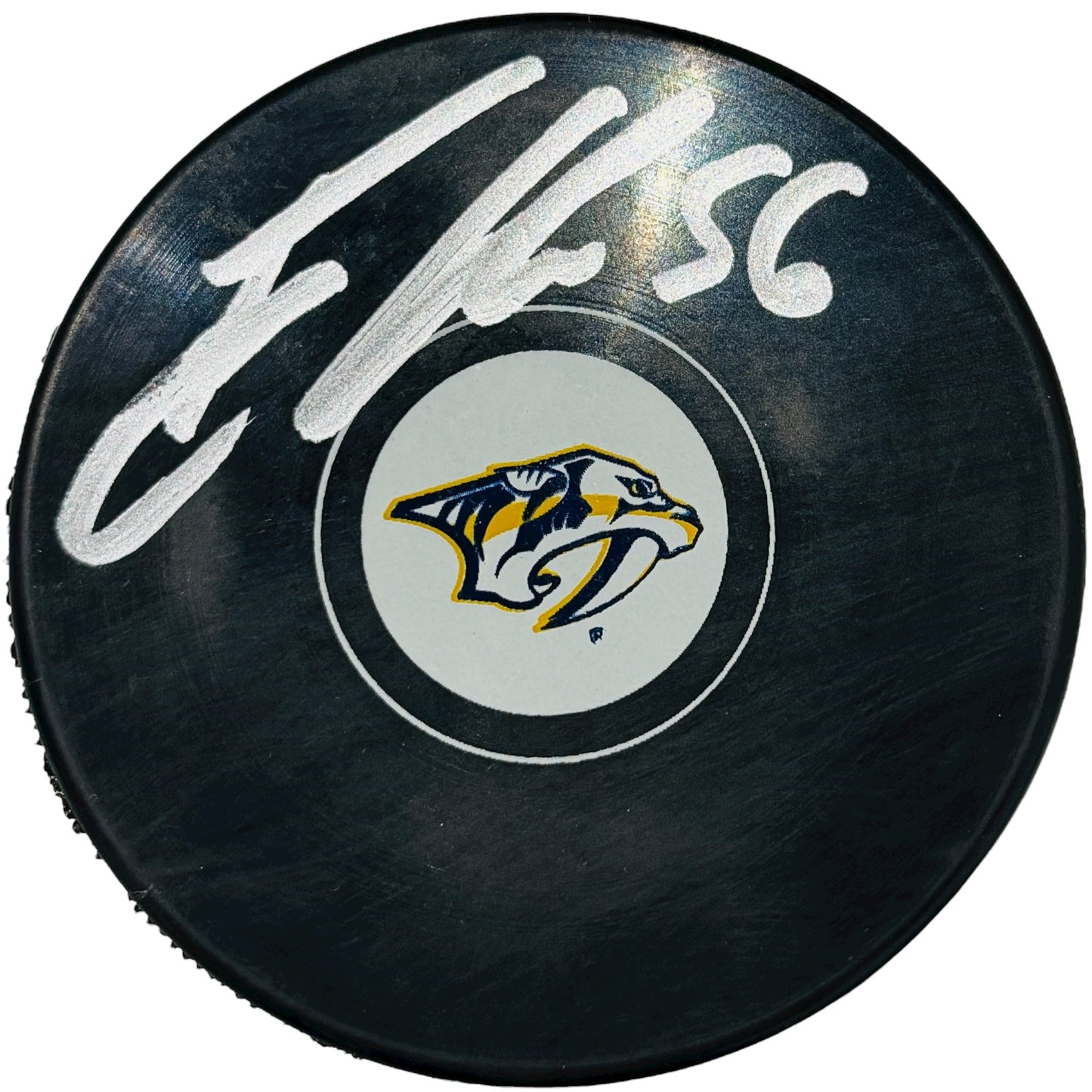 Erik Haula Autographed Nashville Predators Hockey Puck - JSA