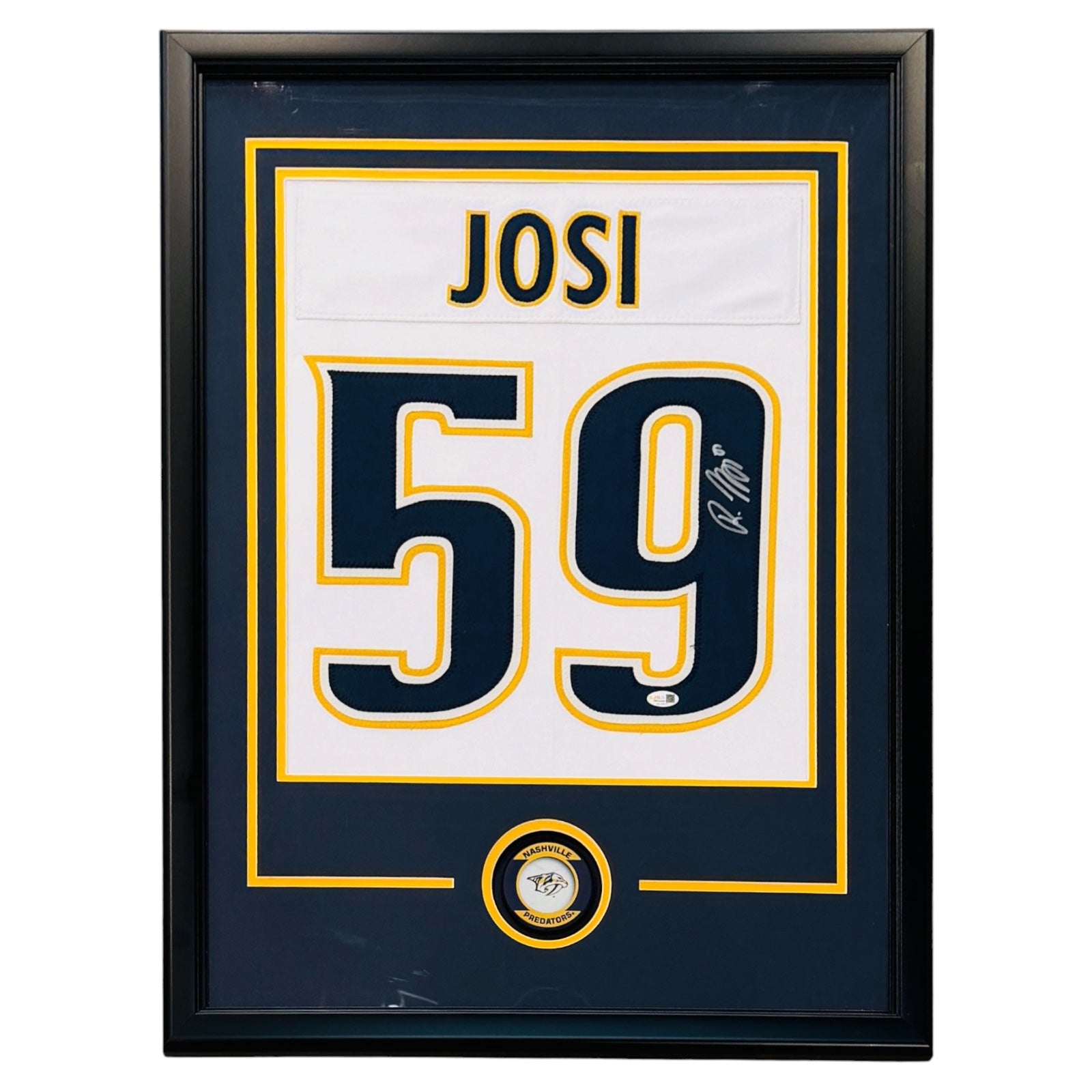 Roman Josi Autographed Nashville Predators (White #59) Jersey Display Frame - JSA