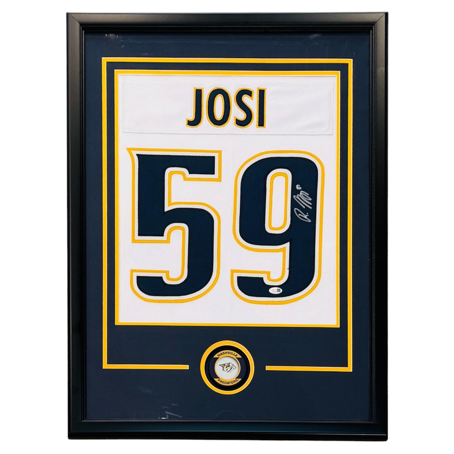 Roman Josi Autographed Nashville Predators (White #59) Jersey Display Frame - JSA