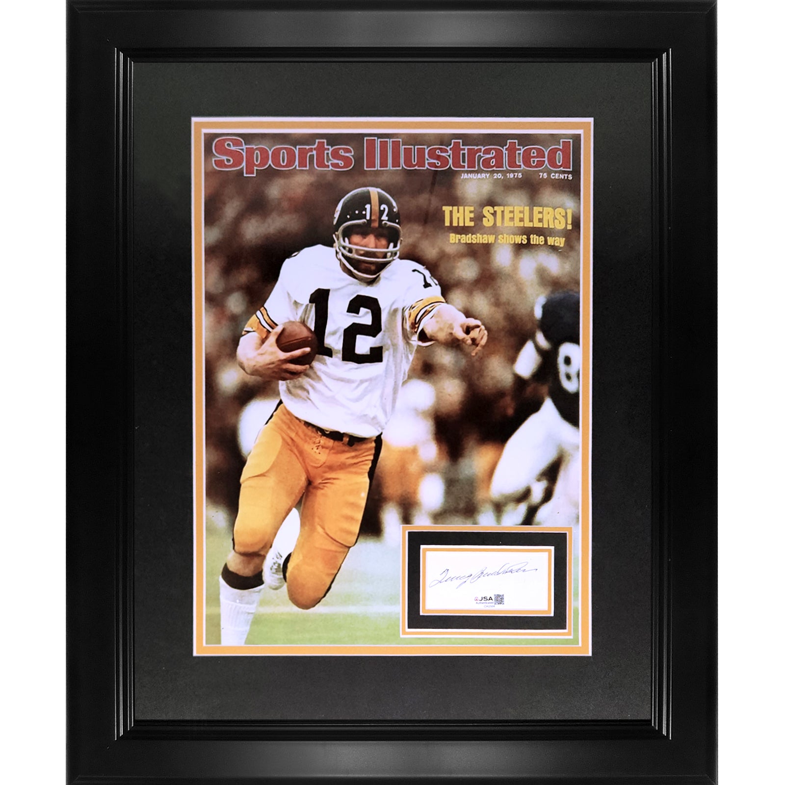 Terry Bradshaw Autographed Pittsburgh Steelers Sports Illustrated 11x14 Poster Deluxe Frame - JSA