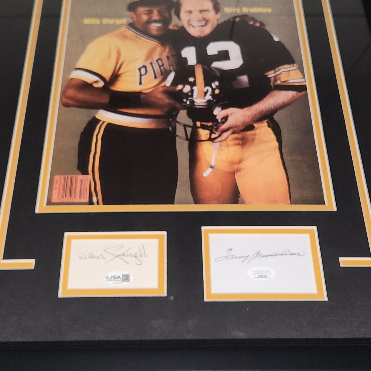 Terry Bradshaw And Willie Stargell Autographed Pittsburgh Sports Illustrated 11x14 Poster Deluxe Frame - JSA