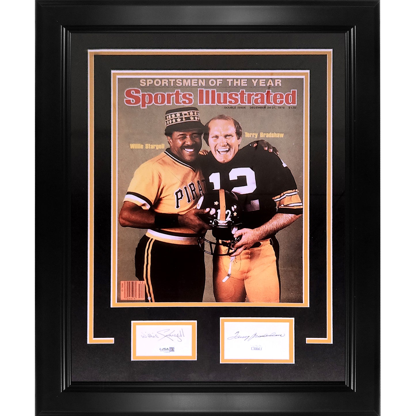 Terry Bradshaw And Willie Stargell Autographed Pittsburgh Sports Illustrated 11x14 Poster Deluxe Frame - JSA