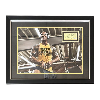 Dwayne Johnson The Rock Full-Size Poster (Working Out) Deluxe Framed with Autograph - JSA Letter