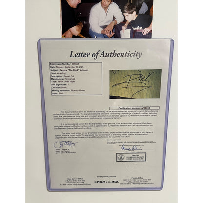 Dwayne Johnson The Rock Full-Size Poster (Working Out) Deluxe Framed with Autograph - JSA Letter